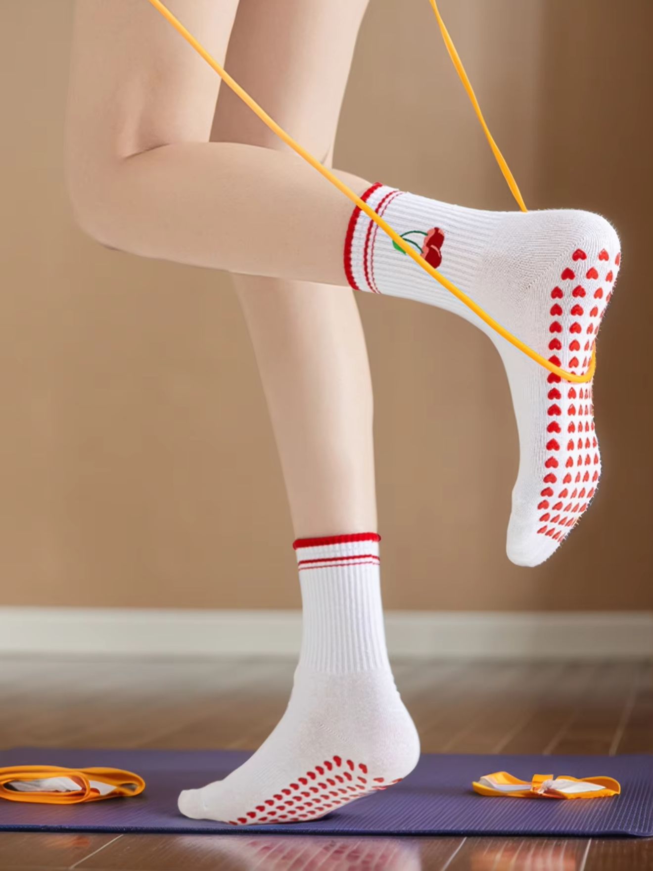 Pilates & Yoga With Harna - 1쌍 크로스보더 전문 요가 양말, 면