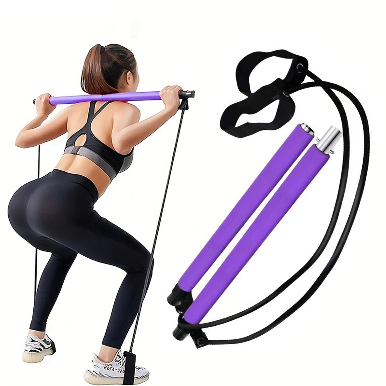 7Pcs 휴대용 요가 필라테스 바 스틱 저항 밴드 근육 - Pilates Yoga Tone 리뷰 및 가격