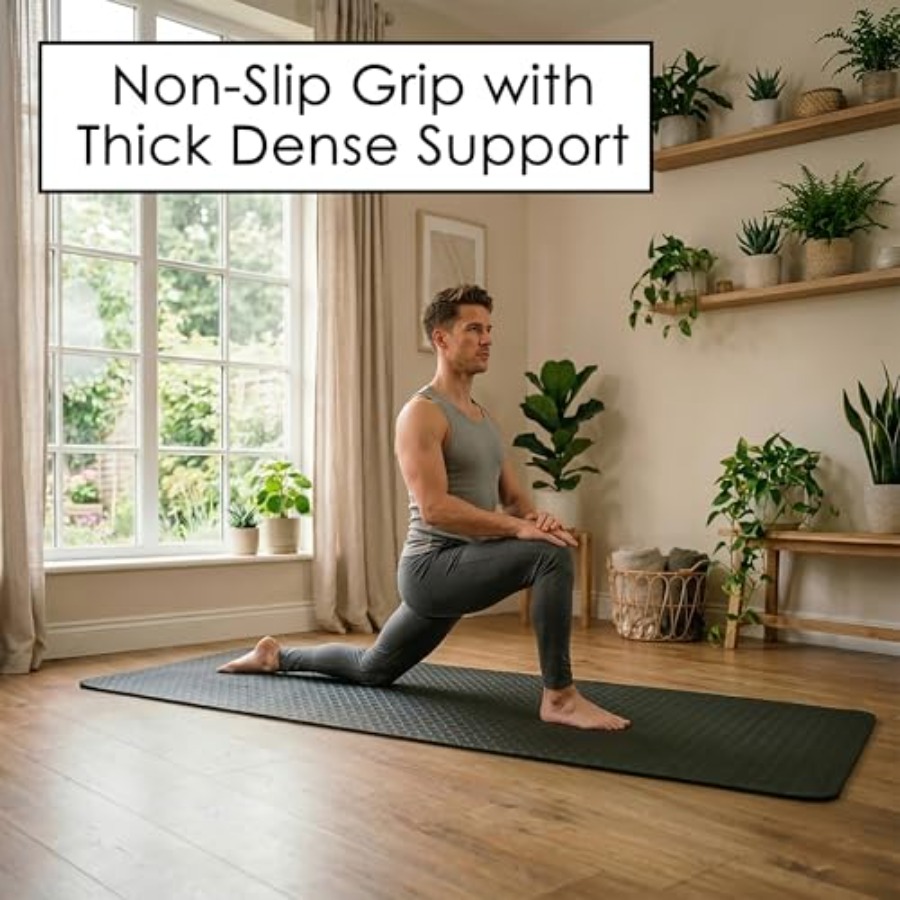 홈트레이닝 요가 매트, 특대형 10mm TPE, 블랙, - Pilates And Yoga Studio 리뷰 및 가격